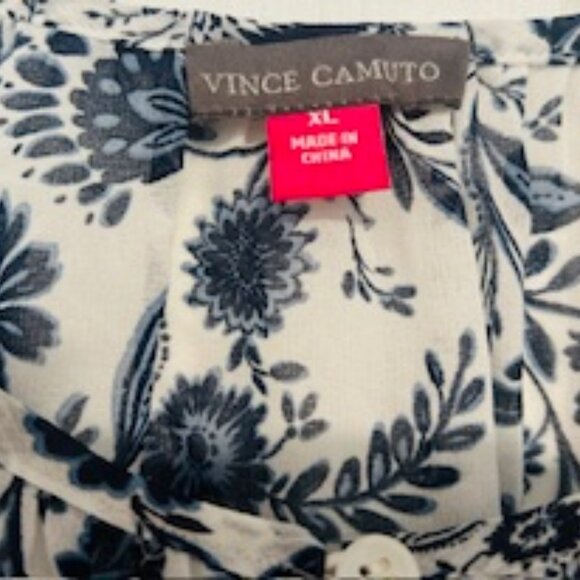 Vince Camuto "Bella" Sheer Blue and White Floral Long Sleeve Peasant - Size XL - Picture 5 of 8